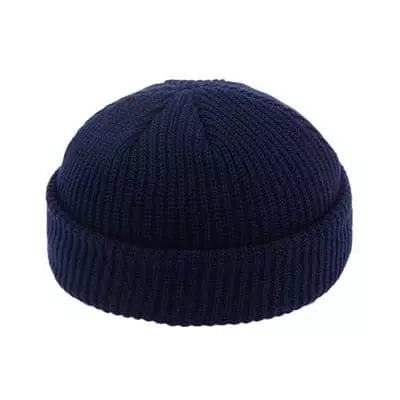 Men's Fisherman Crochet Beanie - Navy Blue