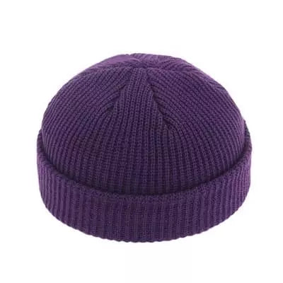 Men's Fisherman Crochet Beanie - Purple