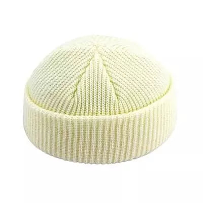 Men's Fisherman Crochet Beanie - White