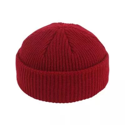 Men's Fisherman Crochet Beanie - Wine Red