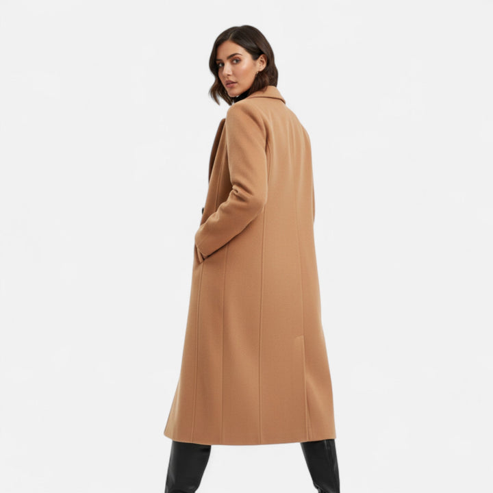 Women's Wool Fitted Long Double-Breasted Peacoat