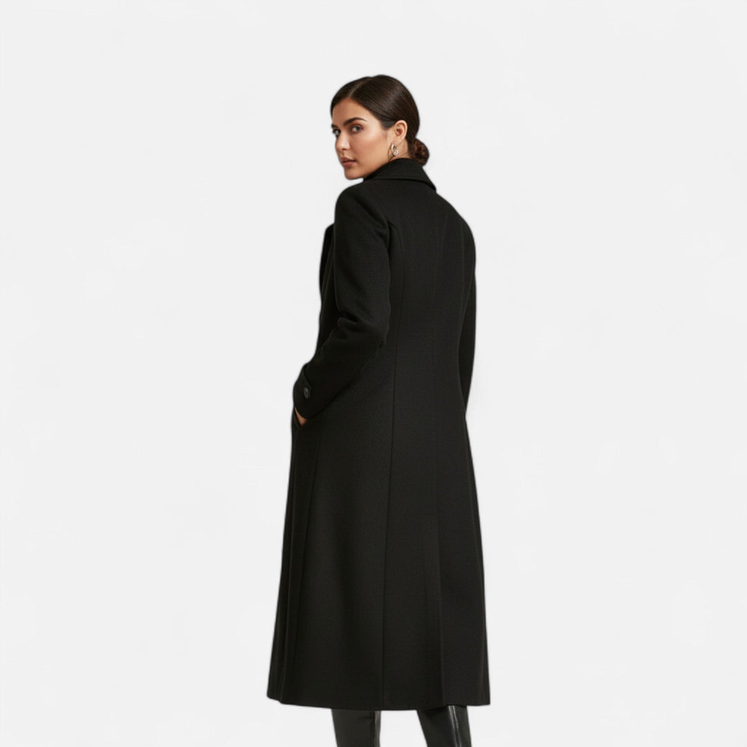 Women's Wool Fitted Long Double-Breasted Peacoat