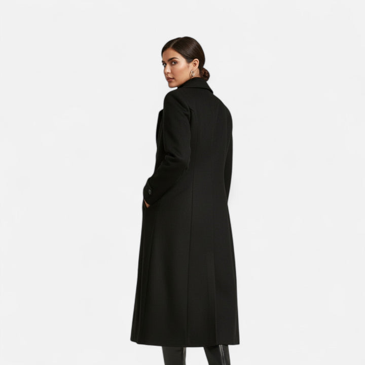 Women's Wool Fitted Long Double-Breasted Peacoat