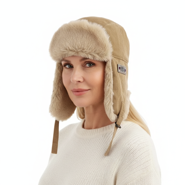 Faux Fur Lined Ushanka - Khaki