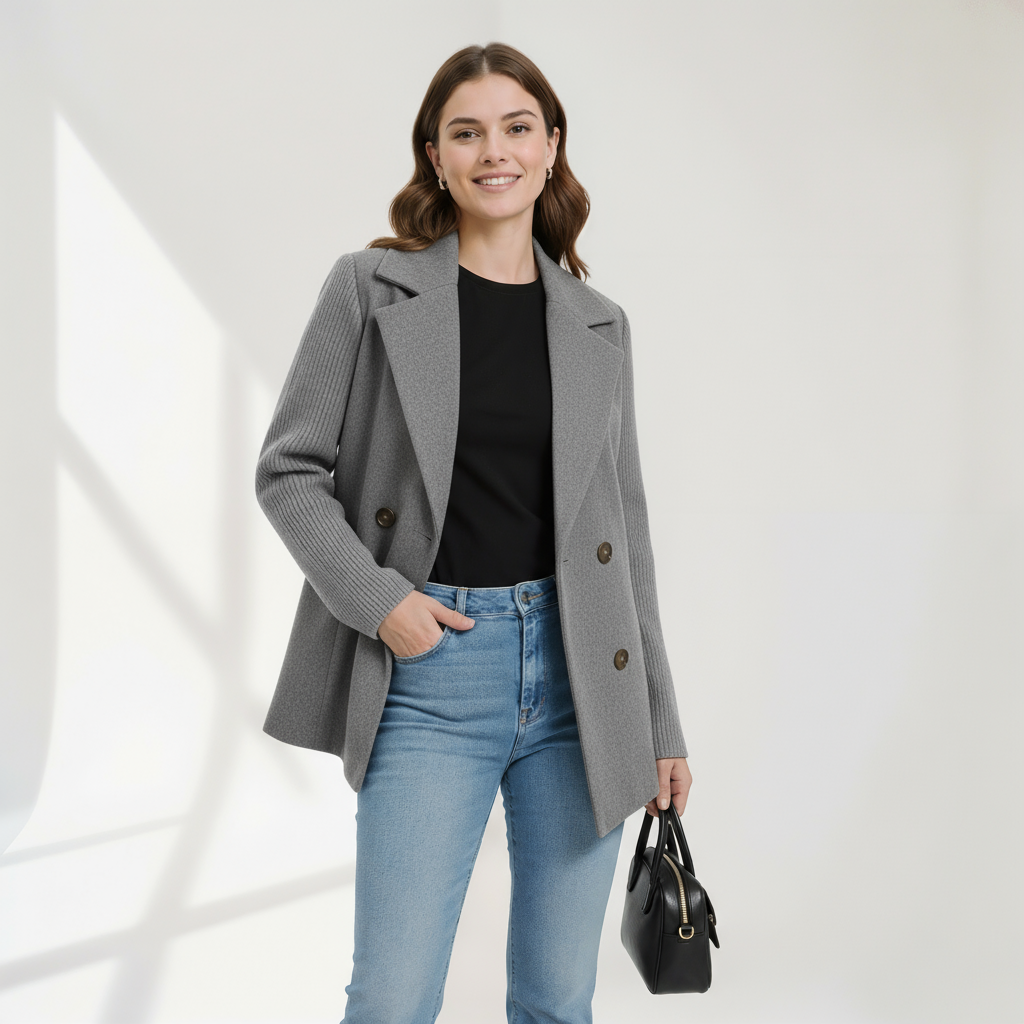 Women's Lightweight Draped Roll-Up Sleeve Coat