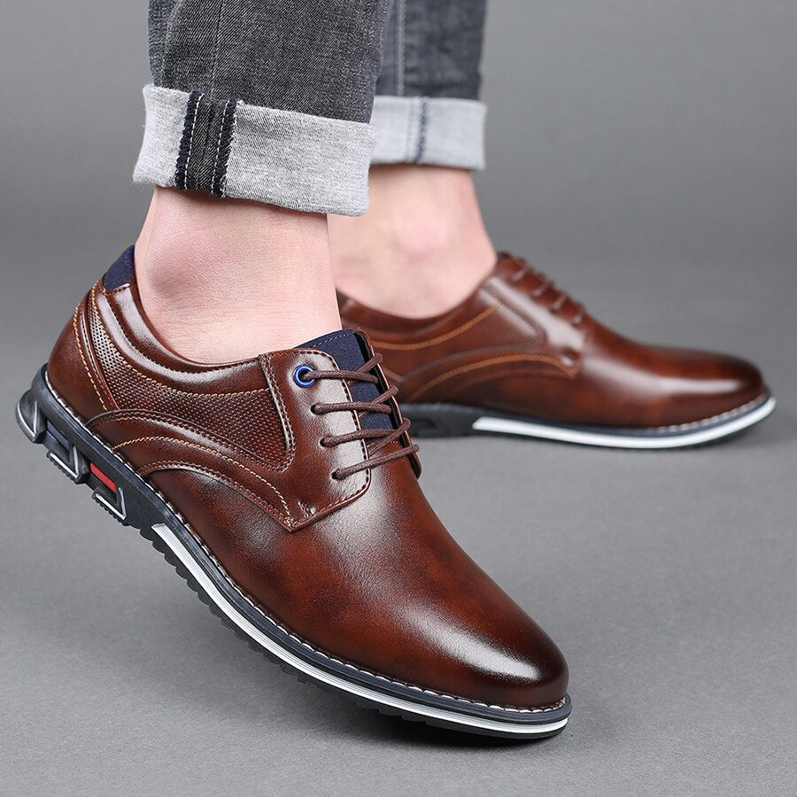 Leather Slim Lace-Up Orthopedic Shoes Men