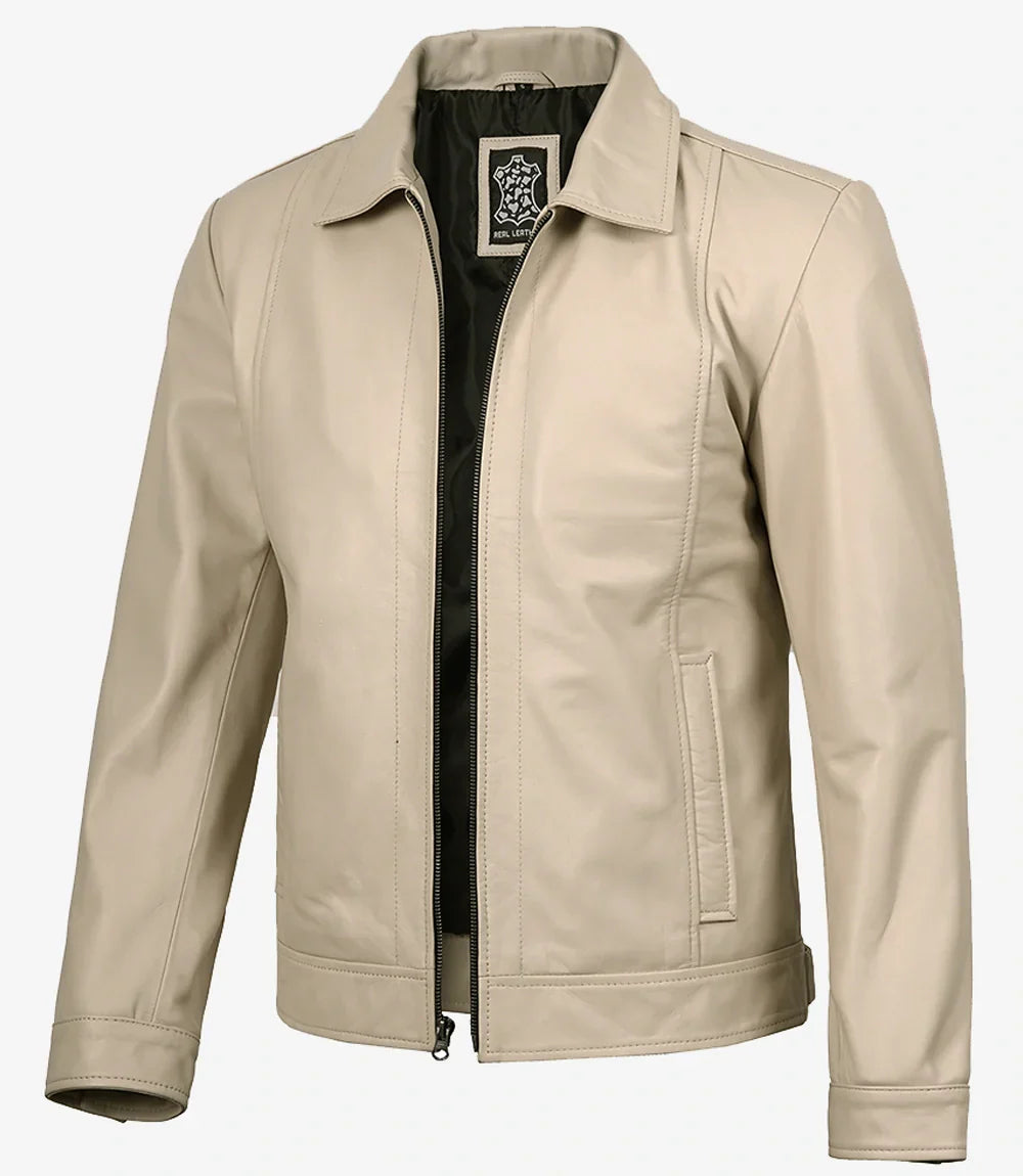 Gerald | Classic Leather Harrington Jacket