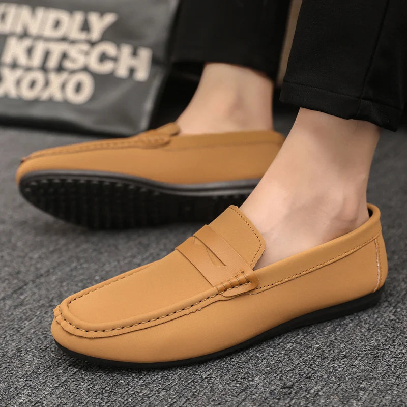 Men’s Minimalist Leather Loafers | Soft Sole Slip-Ons for Casual & Office Wear