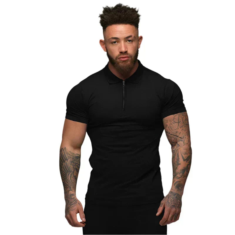 Athletic Fit Polo Shirt | Zip Collar | Stretch Performance Knit