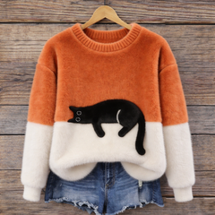 Colette | Charming Cat-Print Pullover Sweater