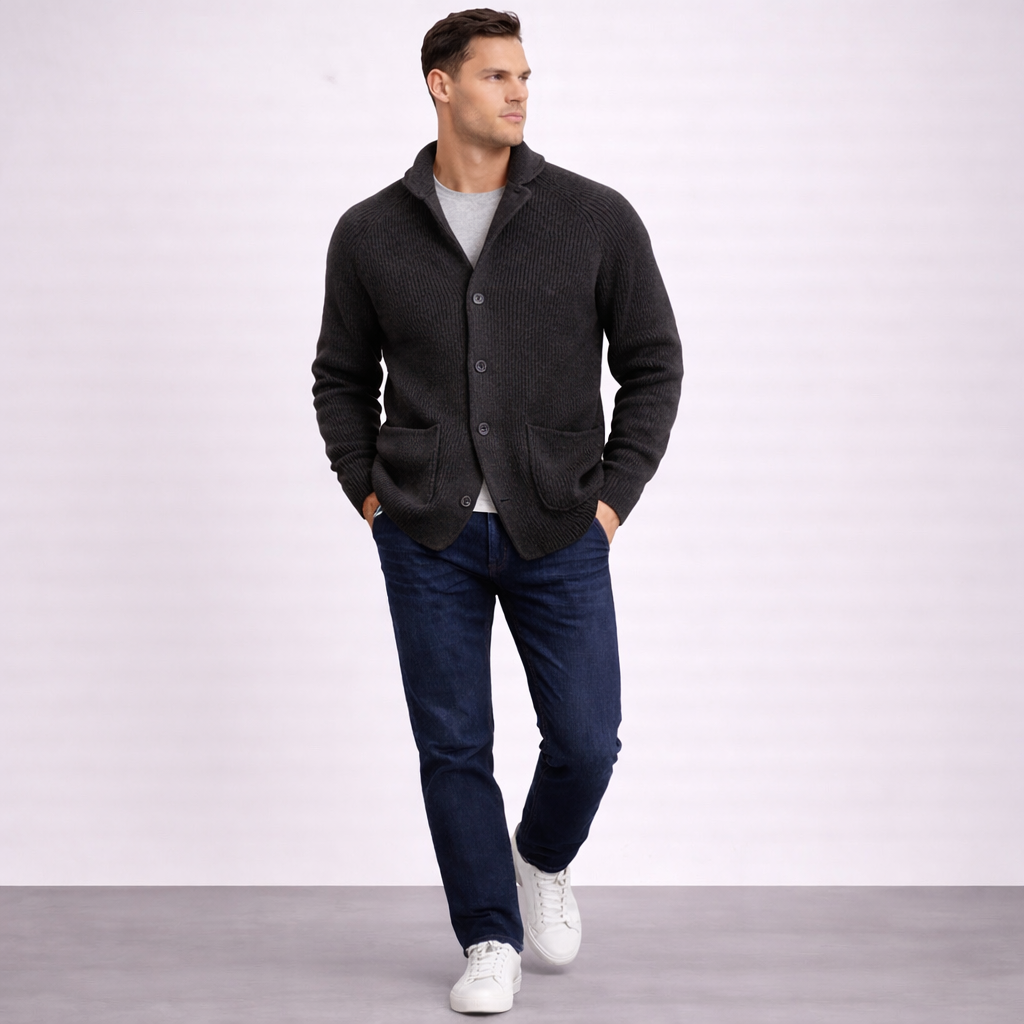 Malcolm | Ribbed Shawl-Collar Cardigan