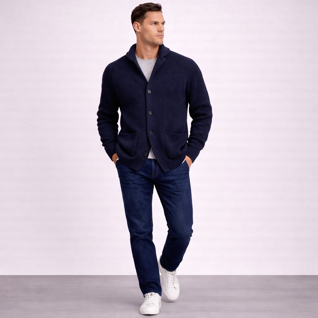 Malcolm | Ribbed Shawl-Collar Cardigan