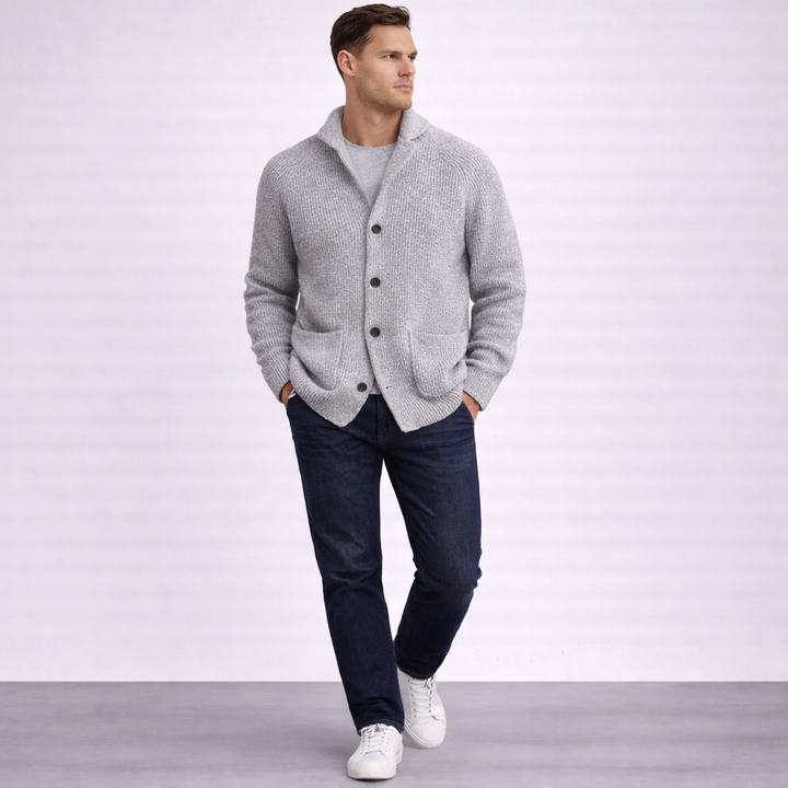 Malcolm | Ribbed Shawl-Collar Cardigan