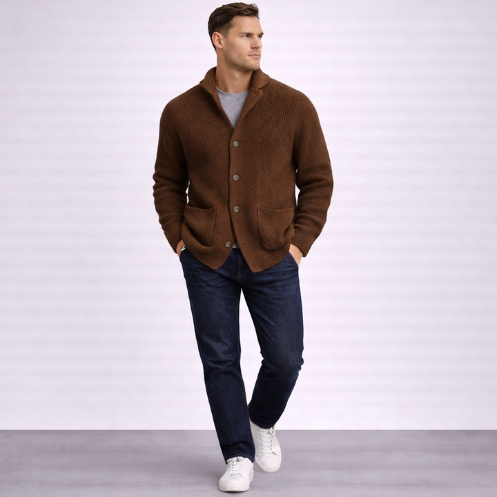 Malcolm | Ribbed Shawl-Collar Cardigan