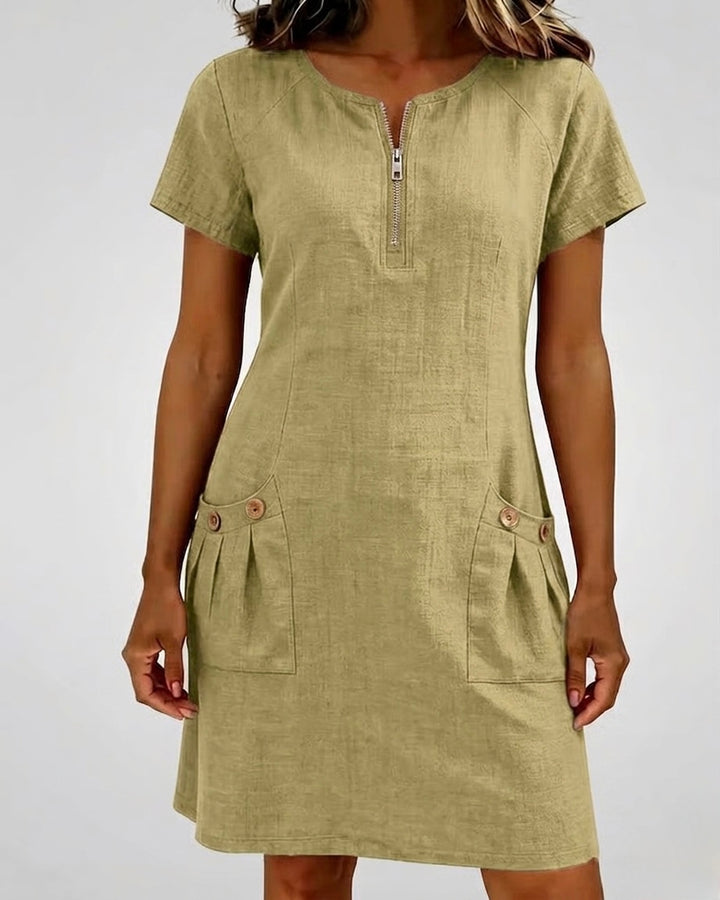 Dominique | The Zip-Front Pocket Dress