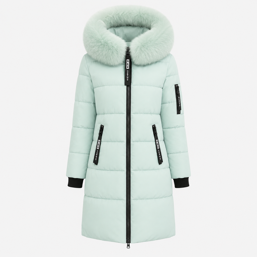Women's Fur Hood Long Puffer Winter Jacket