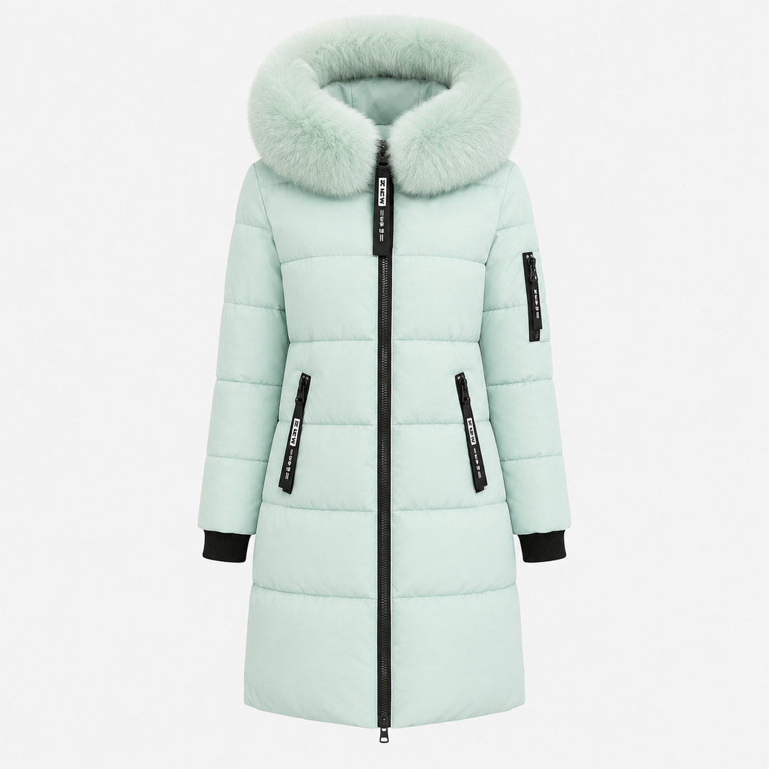 Women's Fur Hood Long Puffer Winter Jacket