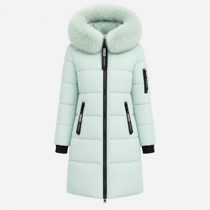 Women's Fur Hood Long Puffer Winter Jacket