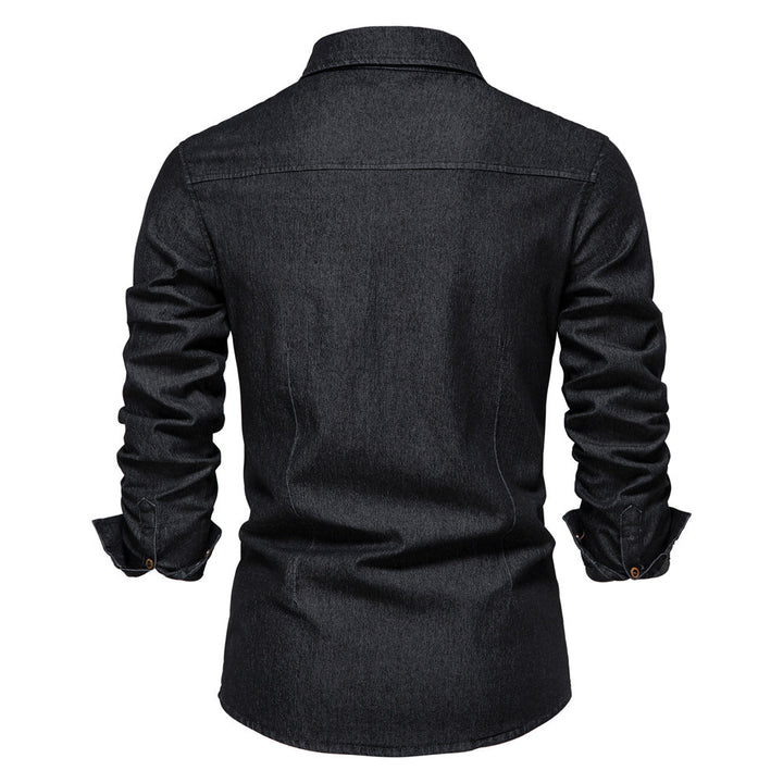 Men’s Denim Shirt | Long Sleeve Casual Button-Up | Western-Inspired