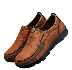 Men's Faux Leather Slip-On Loafers with Arch Cushioning