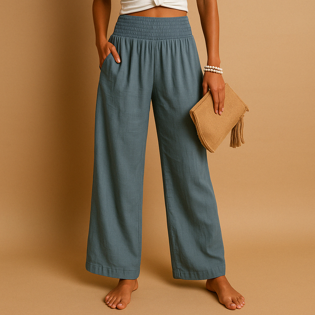 Women's Classic Linen Wide Leg Gaucho Pants - Grey