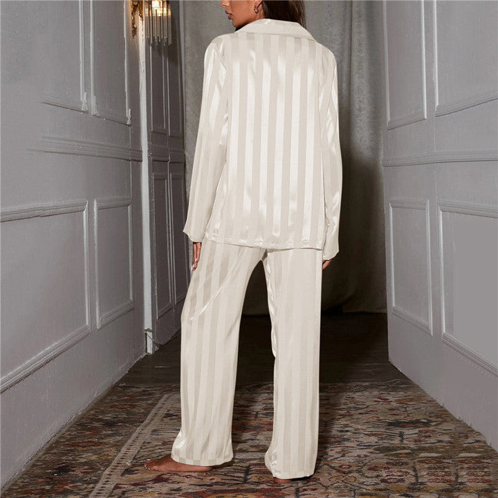 Women's Timeless Striped Long Matching Silk Pajama Set