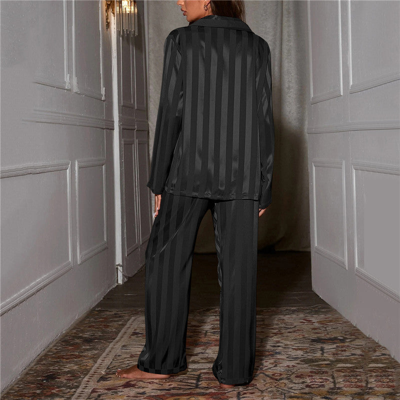 Women's Timeless Striped Long Matching Silk Pajama Set