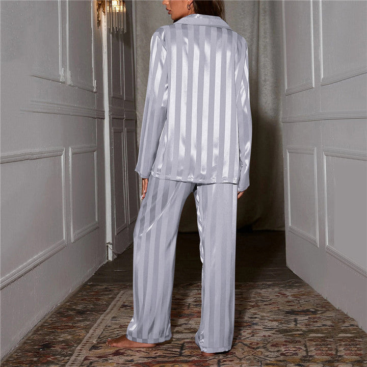 Women's Timeless Striped Long Matching Silk Pajama Set