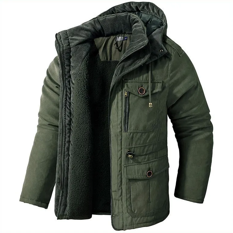 Men's Sherpa Puffer Snow Winter Jacket - Army Green