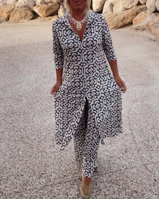 Laurette | Elegant Print Two-Piece Set