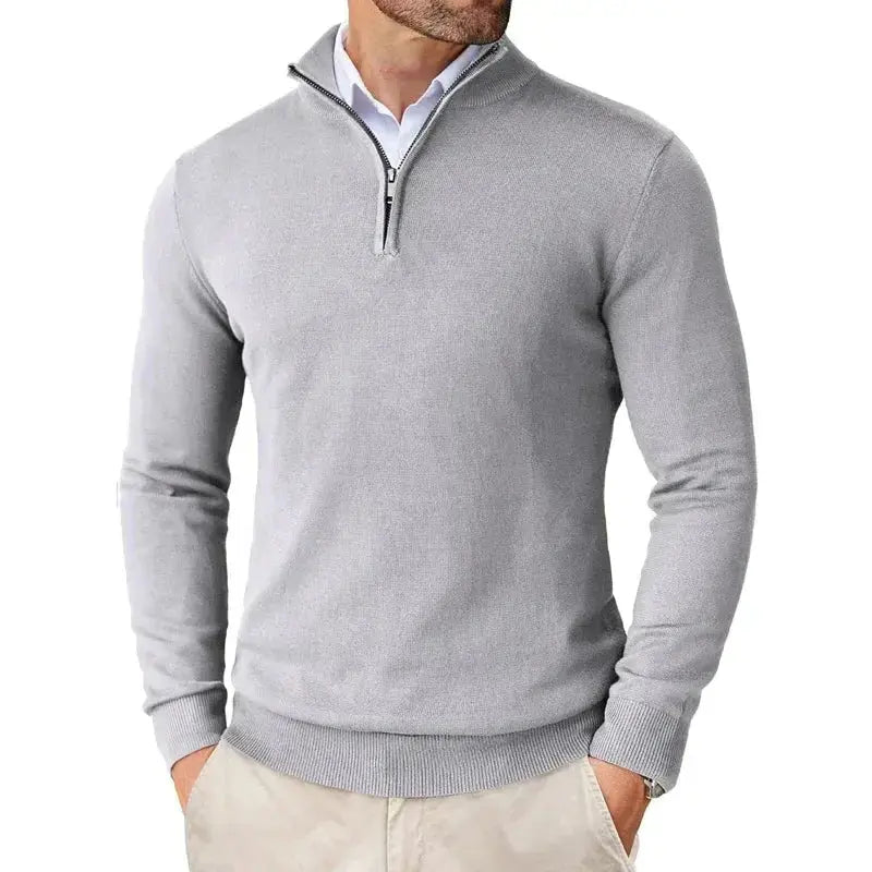Men's Knit Quarter Zip Sweater - Grey