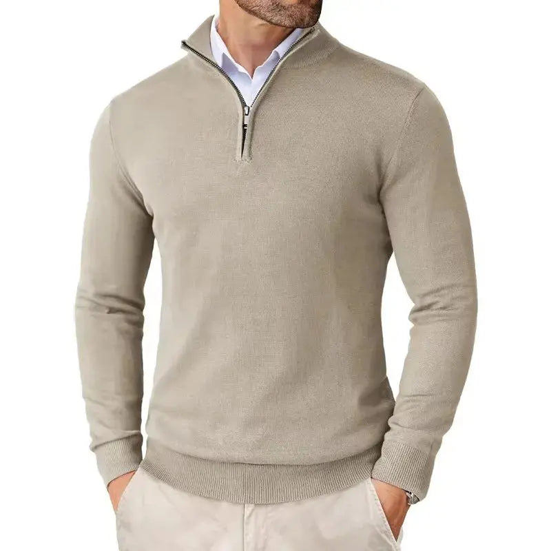 Men's Knit Quarter Zip Sweater - Beige