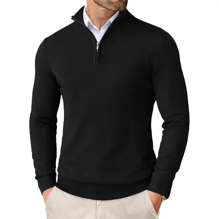 Men's Knit Quarter Zip Sweater - Black