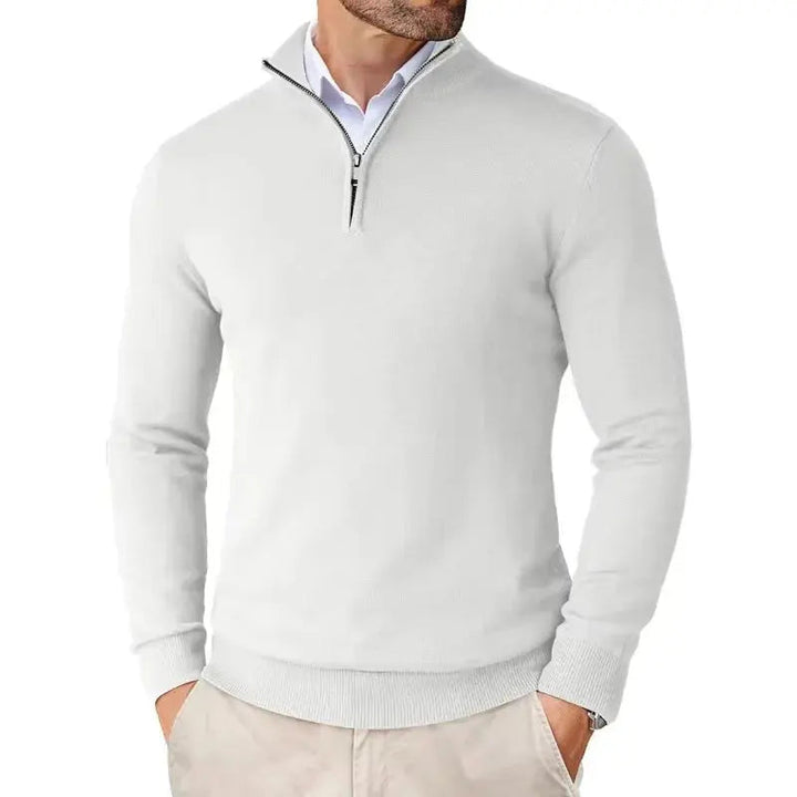Men's Knit Quarter Zip Sweater - White