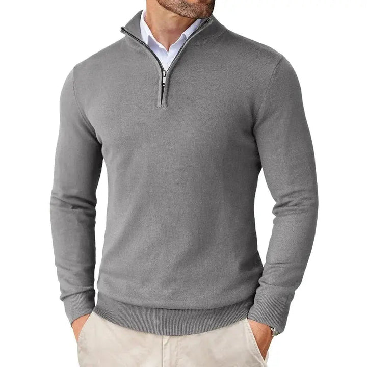 Men's Knit Quarter Zip Sweater - Silver