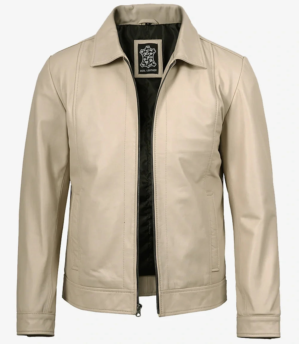 Gerald | Classic Leather Harrington Jacket