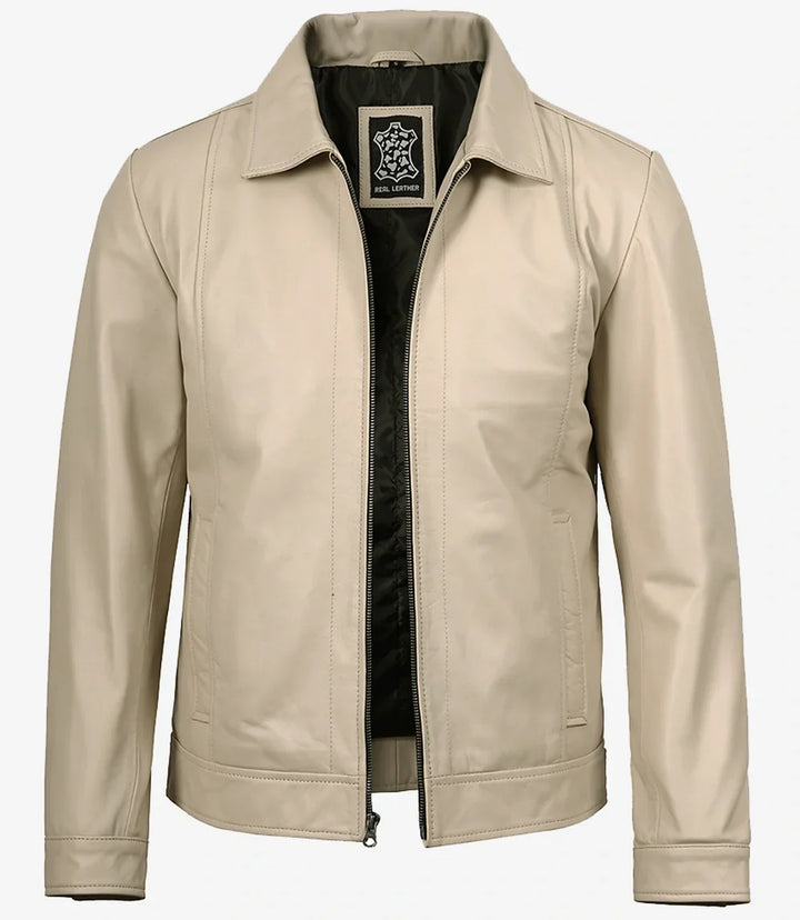 Gerald | Classic Leather Harrington Jacket