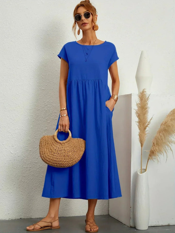 Eleanor | Empire Waist Midi Dress With Pockets