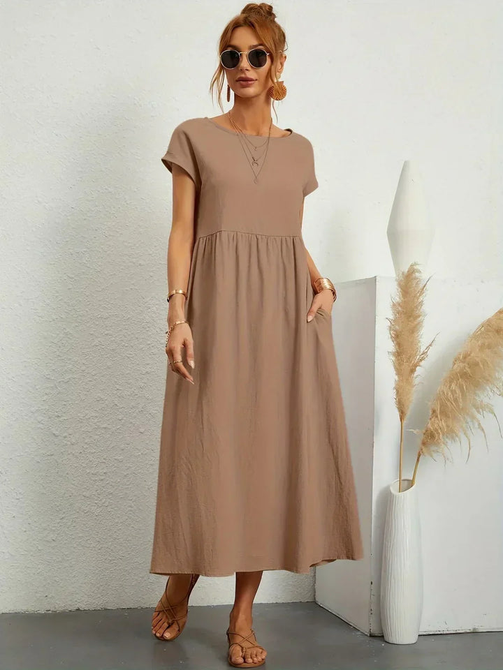 Eleanor | Empire Waist Midi Dress With Pockets