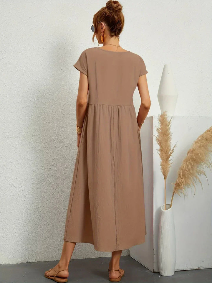Eleanor | Empire Waist Midi Dress With Pockets