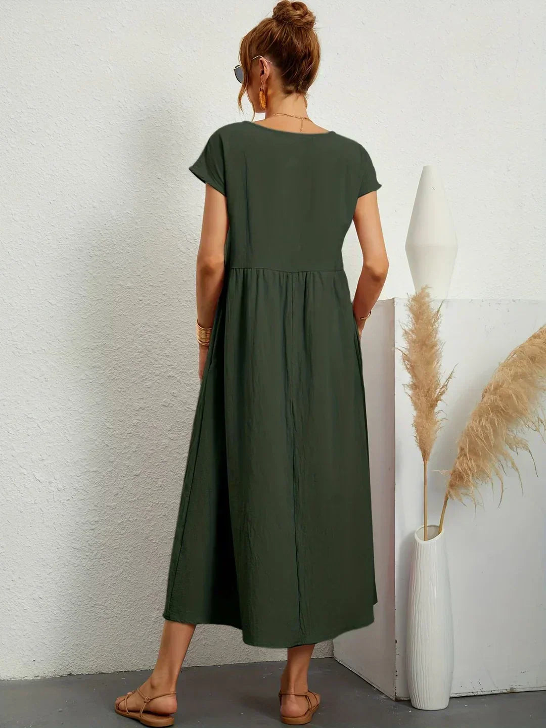 Eleanor | Empire Waist Midi Dress With Pockets