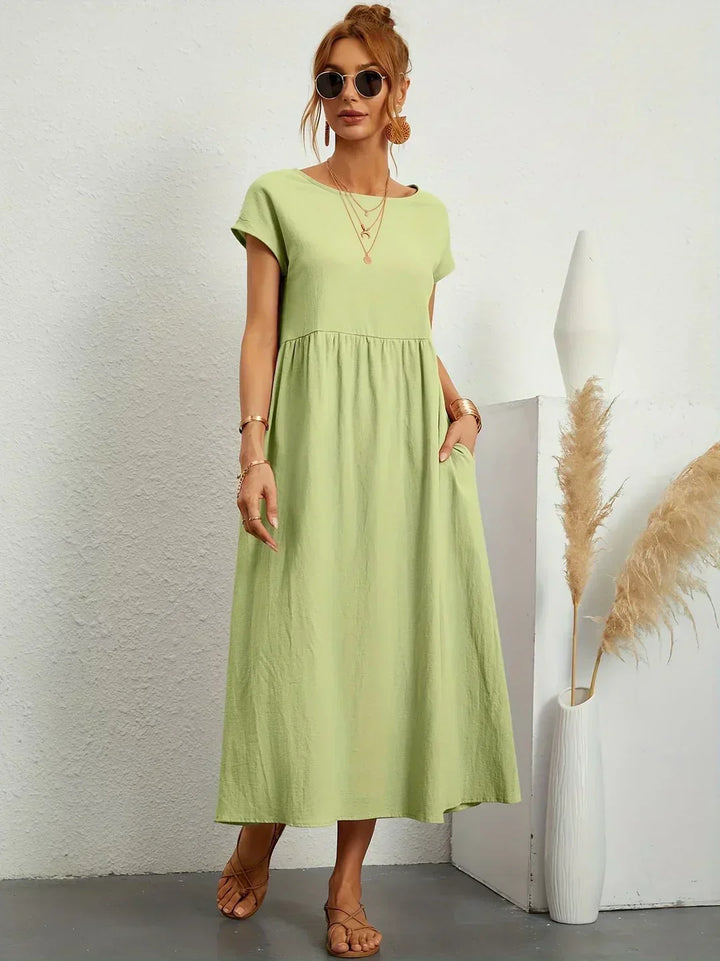Eleanor | Empire Waist Midi Dress With Pockets