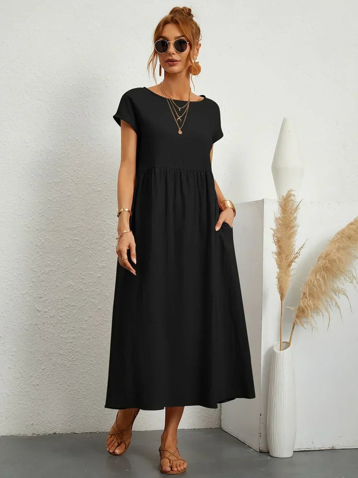 Eleanor | Empire Waist Midi Dress With Pockets