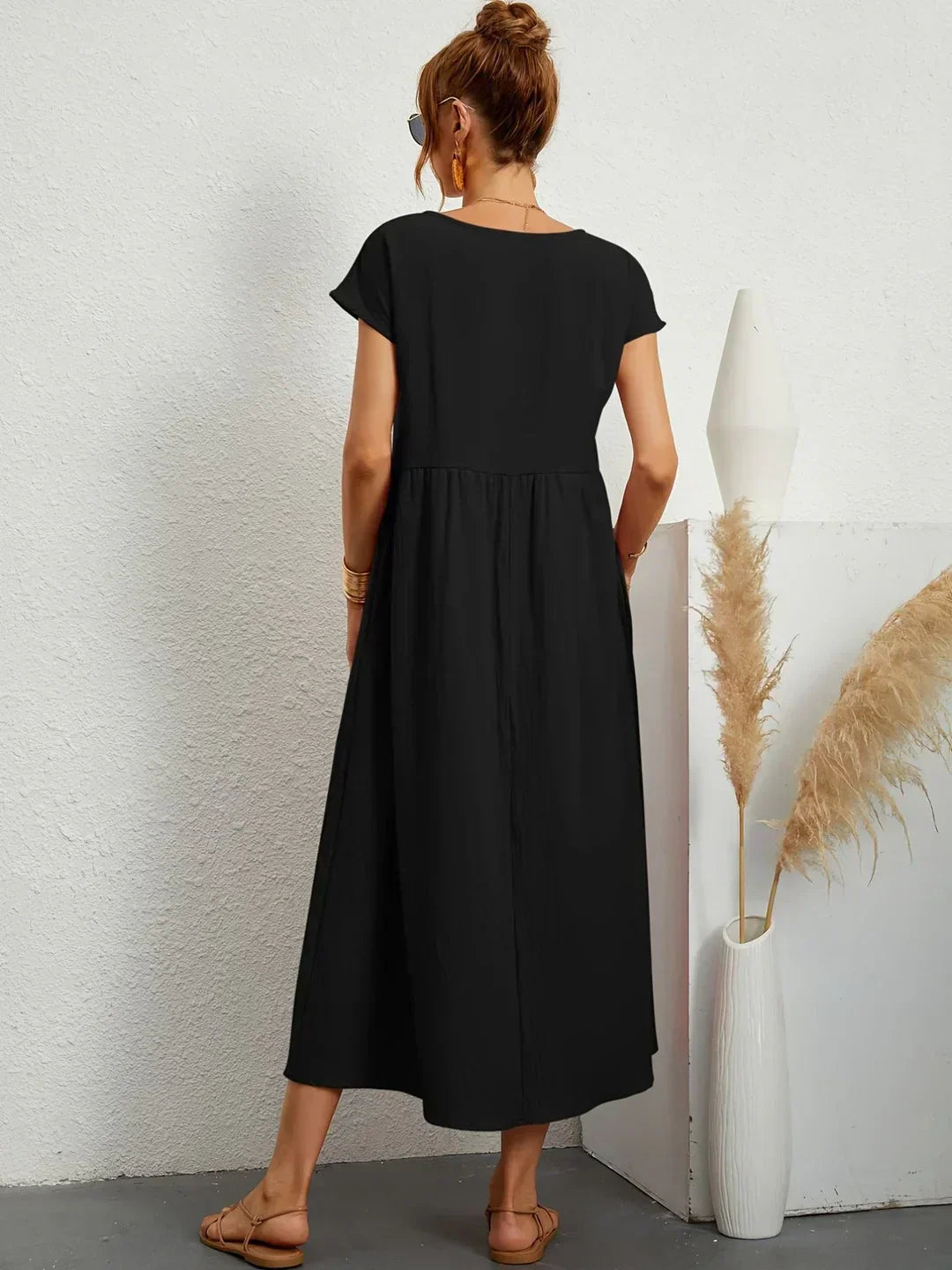 Eleanor | Empire Waist Midi Dress With Pockets