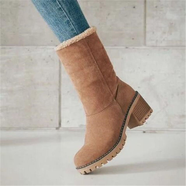 Women's Stylish Heeled Faux Fur Snow Boots