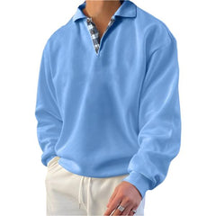 Men's Long-Sleeve Polo Shirt | Soft Cotton Blend with an Open Collar