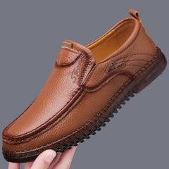 Men's Leather Slip-On Loafers with a Non-Slip Sole