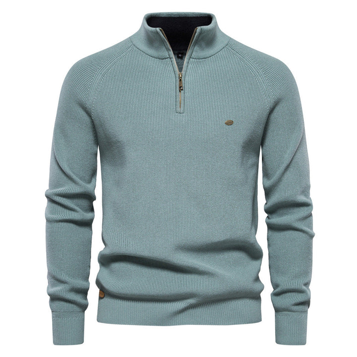 Men's Knit Polo Quarter Zip Sweater - Green