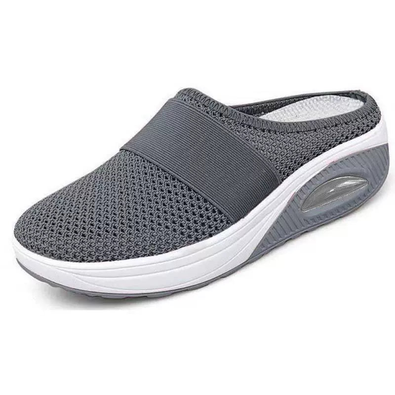 Women's Casual Breathable Orthopedic Slip-On Slippers - Dark Grey