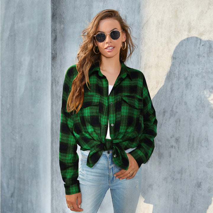 TORI™ | Vintage Plaid Button Down Long Sleeve Blouse